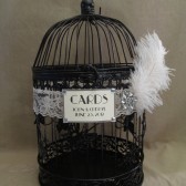 Black Wedding Card Box / Flapper Inspired / Art Deco / Ostroch Feather / Birdcage Wedding Card Holder