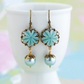 Pale Blue Floral Earrings