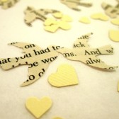 Book Page Bird Confetti & Ivory Mini Heart Confetti 