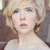 Cream Birdcage veil with Vintage Brooch