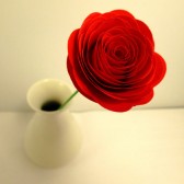 Paper Flower Rose Red with Stems