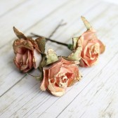 Dusty Rose and Gold Flower Hair Pins.