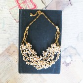Gold and Pearl Bridal Chunky Necklace