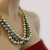 Bridesmaids Chunky Pearl Necklace Grey Mint