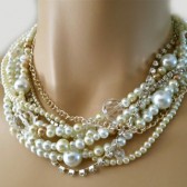 Pearl Choker Necklace Rhinestone