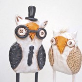 black and white owls