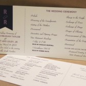 Faux Ribbon / Horizontal Wedding Program / Navy / Lavender / Church / Outdoor / Wedding Ceremony / Party / Custom Design by Darby Cards