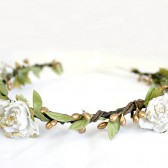 White Gold Rose Floral Crown