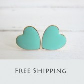 Sea Foam Wedding Earrings Heart Studs