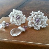 Lace Bridal Stud Earrings with Rock Crystal