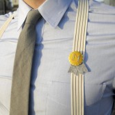 Personalized Embroidered Boutonnieres in Grey and Yellow - More Colors Available