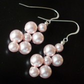 Woven Pink Swarovski Pearls Bridesmaids Earrings