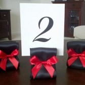 Ribbon Table Number Holders - Black and Red