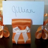 Ribbon Place Card Holders - Tangerine & Ivory