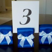 Ribbon Table Number Holders - Royal Blue and White