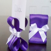 Ribbon Place Card Holders - Purple & White