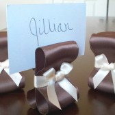 Ribbon Place Card Holders - Chocolate Brown & Ivory