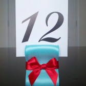 Ribbon Table Number Holders - Aqua & Red 