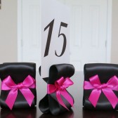 Ribbon Table Number Holders - Black & Fuchsia
