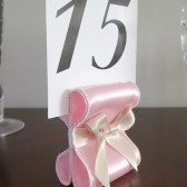 Ribbon Table Number Holders - Light Pink & Champagne