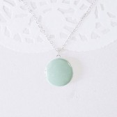 ROund SIlver Locket Mint Green