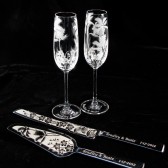 Beach Wedding Cake Server and Knife, Champagne Flute Set