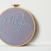 Custom Wedding Embroidery - Bride and Groom Initials Embroidered with Wedding Date