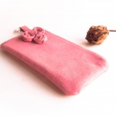 Cosmetic clutch, vegan faux suede clutch, bridesmaid gift idea, wedding bridal clutch, purse, pouch Pink Rose by Lolos