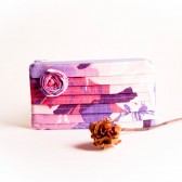 Spring Wedding Bridal Pleated Clutch Bridesmaid Gift Idea White Purple Rose Flowers, Evening bag by Lolos