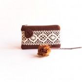 Wedding Lace Clutch fabric wallet Chocolate Brown Rosette Lace Bridesmaid Gift Idea Clutch, Pouch, Purse by Lolos
