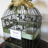 Wedding Card Box / Champagne Rununculus / Green / Vintage Style / Bird Cage Card Holder