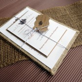 Rustic Burlap Pine Cones Wedding Invitation Set