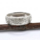 Men wedding ring - Wood bark texture- 14k white gold 