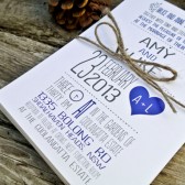 Wedding Invitation- Navy and Gray Whimsical Heart