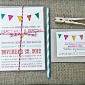 Wedding Invitation: Modern Multi Color Modern Bunting