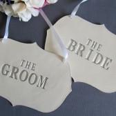 Silver 'The Bride' & 'The Groom' Wedding Sign Set