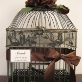 Black & Gold Birdcage With Brown Roses