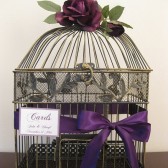 Bird cage Wedding Card Holder With a Purple Rose
