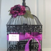 Black Birdcage Wedding Card Holder With Violet Rose