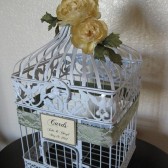 White Bird Cage Wedding Card Holder Vintage Style