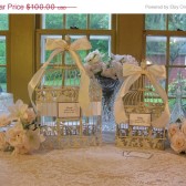 Shabby Chic Birdcage Wedding Card Holder Set With wishes Birdcage