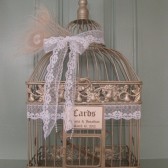 Champagne Bird Cage With Lace and Pearls