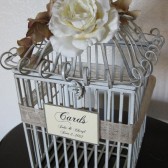 French Vanilla Birdcage With Burlap Ribbon