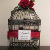Bird Cage Wedding Card Holder with Red Roses