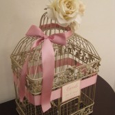 Bird Cage Wedding Card Holder With Ivory Rose