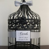 Black Bird Cage With Gray Bow Tie