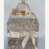Champagne Bird Cage With Champagne Rununculus and Hydrangeas