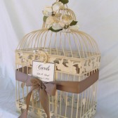  Ivory Bird Cage Wedding Card Box Holder With Sparkly Ivory Flowers