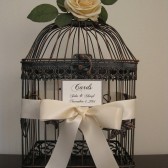 Wedding Card Holder Bird Cage with an Ivory Rose