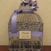 Silver Birdcage with Lavender Hydrangeas